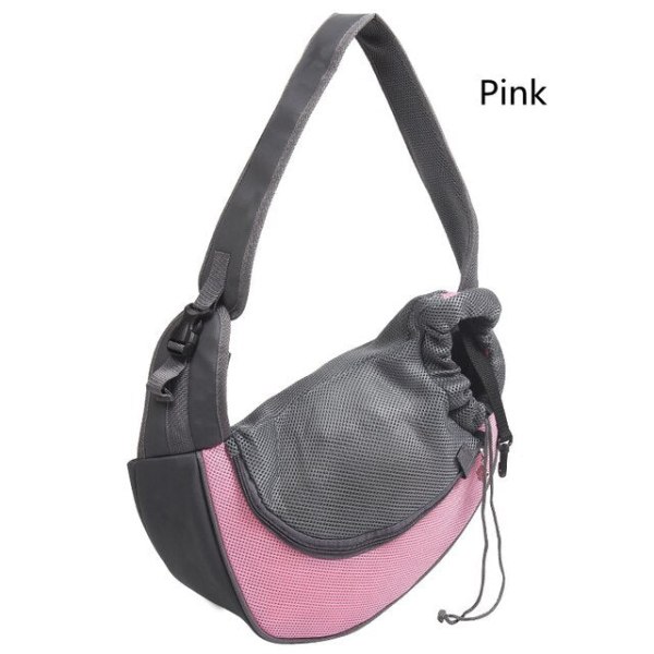 Husdjursvalp Bärväska S/L Utomhus Rese Hund Axelväska Mesh Oxford Enkel Komfort Sling Handväska Tote Väska Pink L