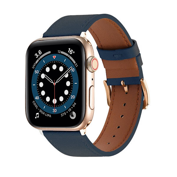 Kellon ranneke Apple Watch iWatch -kelloon, Mountain-solki + hopeinen vakio liitin 38/40/41mm, laivastonsininen