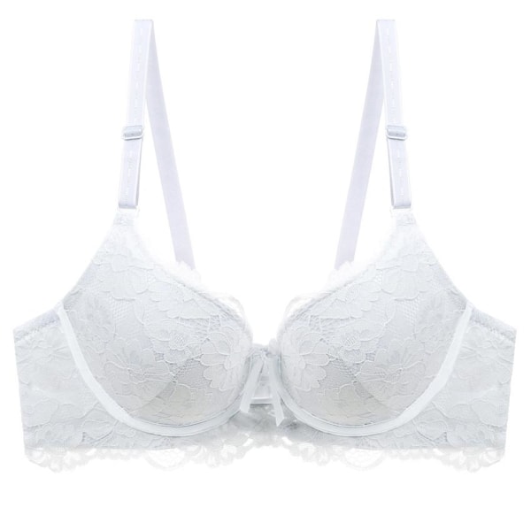 Sexig Spets Push Up BH Dam Plus Size BC Kupa Stor Damunderkläder Bralette Blomma Ren Mässingsbroderi Underkläder White 42C