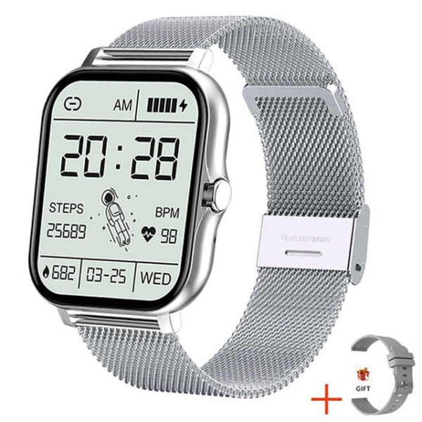 Smart Watch Stegräknare Pulsmätning Bluetooth Calling Pekskärm Smart Armband Silver Gray