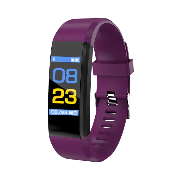 Smart Armband Blodtrycksmätning Informationspåminnelse Multifunktionell Student Vuxen Hälsa Sport Stegräknare Klocka Purple