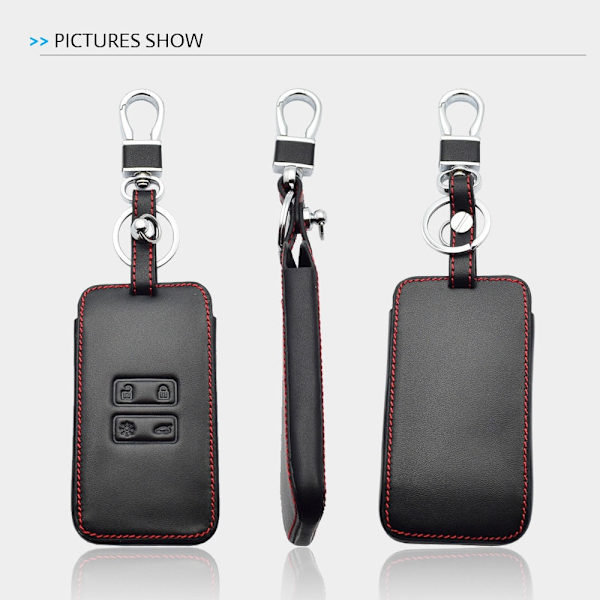 Læder Bil Nøgle Cover Til Renault Captur Koleos Kadjar Arkana Megane Dacia Duster Sandero Stepway Smart Fjernbetjening Nøgle Etui with Red Line