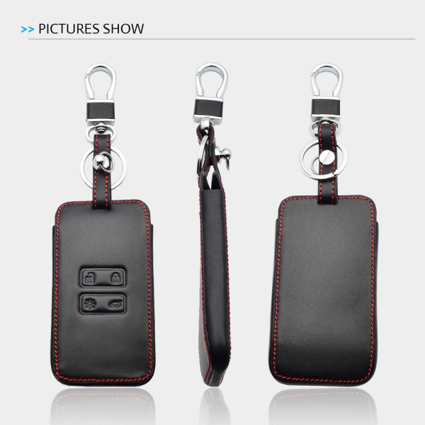 Nahkainen auton avaimen suojus Renault Captur Koleos Kadjar Arkana Megane Dacia Duster Sandero Stepway älykkäälle kauko-ohjaimen avaimenperäkotelolle with Red Line