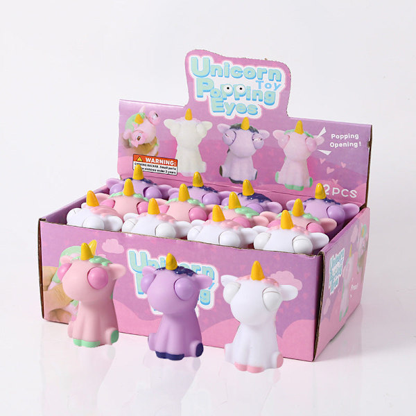 Ny Rolig och Kreativ Stresslindring Ögon Spricker Kläm Djur Docka Ventil Tryckavlastning Barnleksak Present Squinting Unicorn