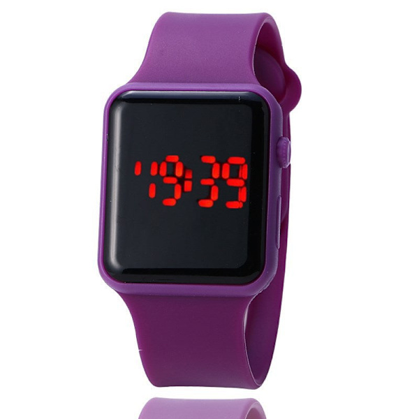 Apple Firkantet Mode Sports LED Silikone Elektronisk Børneur Orange