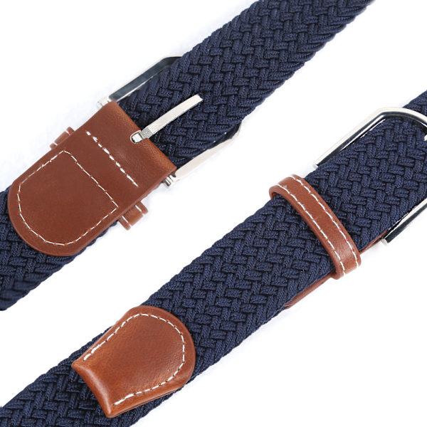 Herr Casual Stretch Vävt Läderbälte Unga Studenter Vävt Canvas Spänne Elastiskt Midjeband Beige 135cm