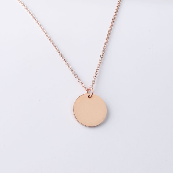Speil rustfritt stål rundt anheng halskjede DIY kort halskjede kragekjede Rose 15mm pendant in gold