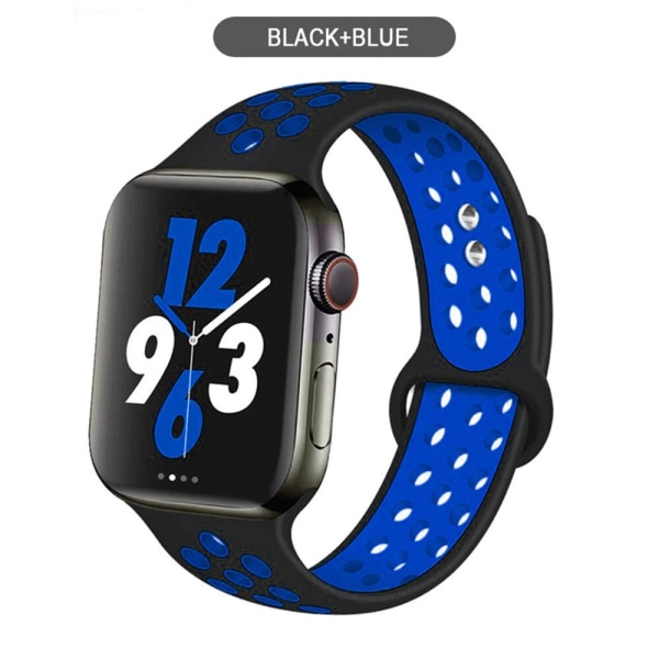 Silikonrem för Apple Watch band 44mm 40mm 38mm 42mm Andningsbart handled Sportbältesarmband iWatch serie 5 4 3 2 SE 6 klockband Black gray 42MM or 44MM-M L