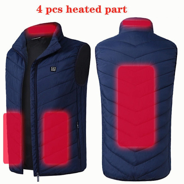 Miesten USB Infrapuna 11 Lämmitysalueen Liivi Takki Miesten Talvi Sähkölämmitteinen Liivi Urheiluun Patikointiin Ylisuuri 5XL 4 areas blue 4XL