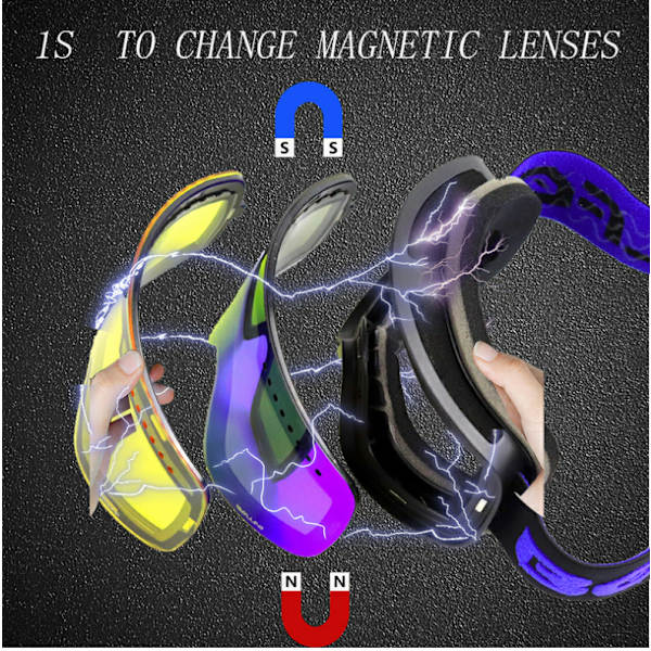 Dubbellagers Anti-Im Ski Goggles Stora Cylindriska Utomhus Dammtäta Vindtäta Glasögon Enkel och Dubbelbräda Myopi Glasögon Gray frame full red film 17cm