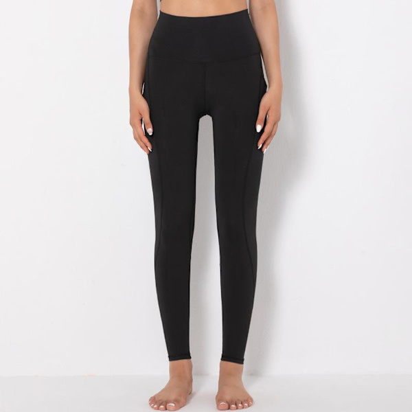 Lulu Dubbelsidiga Borstade Yogabyxor Dam Hög Elastisk Naken Känsla Fitness Nionde Hög Midja Höftlyft Yogabyxor 6561 trousers-Black S