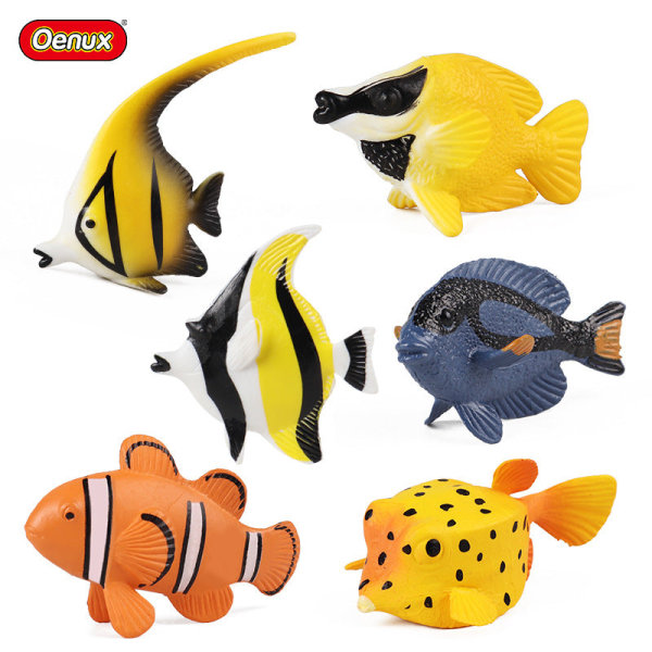 Mini Ocean Tropisk Fisk Model Sæt Simulation Solid Klovnfisk Fe Fisk Rævefisk Børns Undervisningslegetøj KZ mini tropical fish (6 sets)