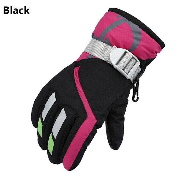 Termiska Skidhandskar Barn Vinter Fleece Vattentäta Varma Snöhandskar 3 Fingrar för Skidåkning Ridning Style2-rose red