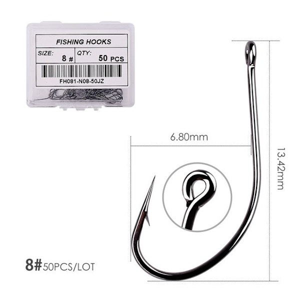 Fishhook 50 stk 10 stk Belagt Høykarbon Rustfritt Stål Barbefisk Karpefiskekroker Pakke med Original Eske Fiskeutstyr Size 26 - 10pcs