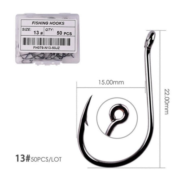Fishhook 50 stk / 20 stk / Eske Sirkel Karp Øye Fiskekrok Størrelse 2-22# Ringøye Japan Fiskekroker Fiskekroker Enkel Jigg Fiskekrok Utstyr Size 13 - 50pc