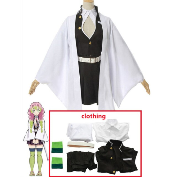 Aikuisten lasten Demon Slayer Kimetsu No Yaiba Anime Kimono Kanroji Mitsuri Cosplay -asu Kisatsutai Seksikkäät naisten Halloween-vaatteet Wig 1 160cm