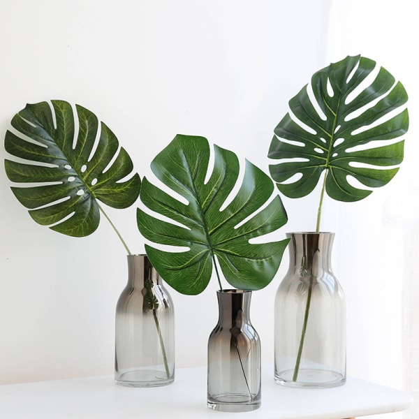 One Piece monstera konstgjorda växter plast tropiska palmblad hem trädgård dekoration tillbehör Fotografi Dekorativt Small Monstera Light