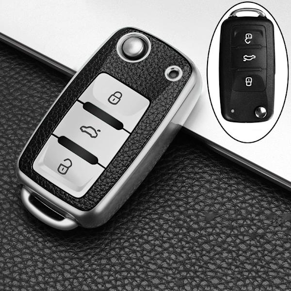 Tarjous Nahka TPU Auton Avaimen Kotelo Suojus Avaimenperä Polo Tiguan Passat Golf MK Jetta Skoda Kodiaq Superb Octavia Seat C Style red