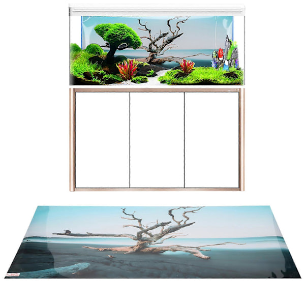 Akvaarion taustakoriste taivas kuihtunut puu 3D PVC itseliimautuva akvaarion tapetti akvaarioon 122x50cm / 48x19.7in