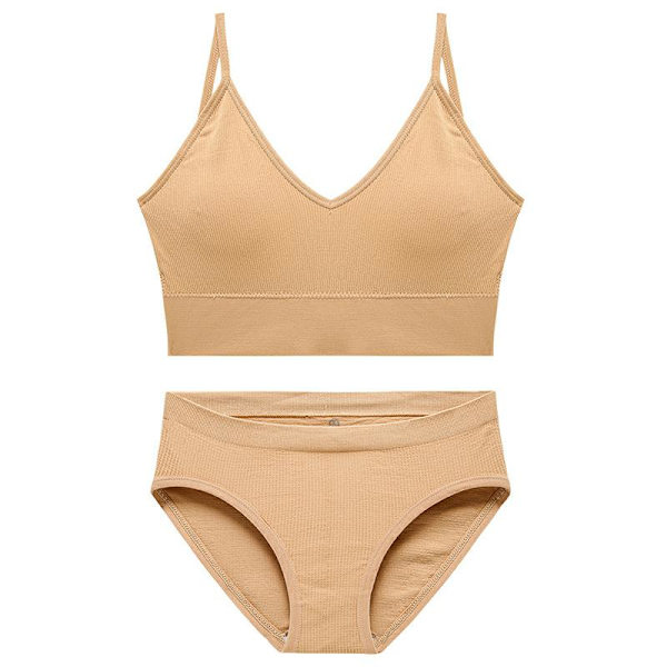 CINOON Underklädesset i Bomull Låg Midja Trosor Rygglös Bralette Underkläder Kvinnor Sömlös BH Trosset Like the picture S(M)