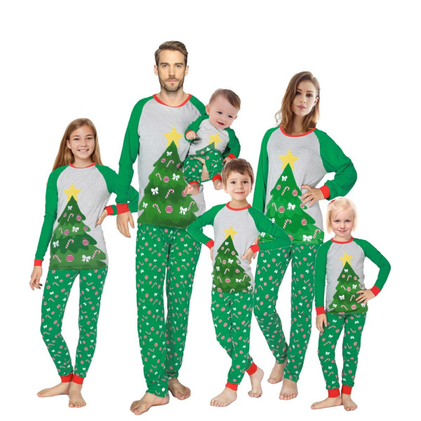 Matchende julepyjamas til familien, drenge, piger, bomuldsstribede pyjamassæt, matchende tøjsæt FM01 Kids 10T