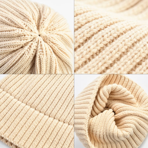 Höst- och vinter damstickad mössa herr vintermössa tide all-matchande ullmössa vinter köldtålig varm beanie mössa Milky White Average size