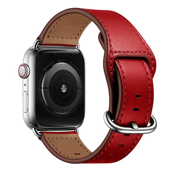 Klockarmband för Apple Watch iWatch 38/40/41/42mm mörkrött nålmönster silverspänne