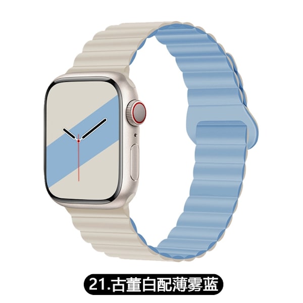 Urrem til Apple Watch iWatch Gældende: 10. generation 42mm 21 antik hvid med tågeblå