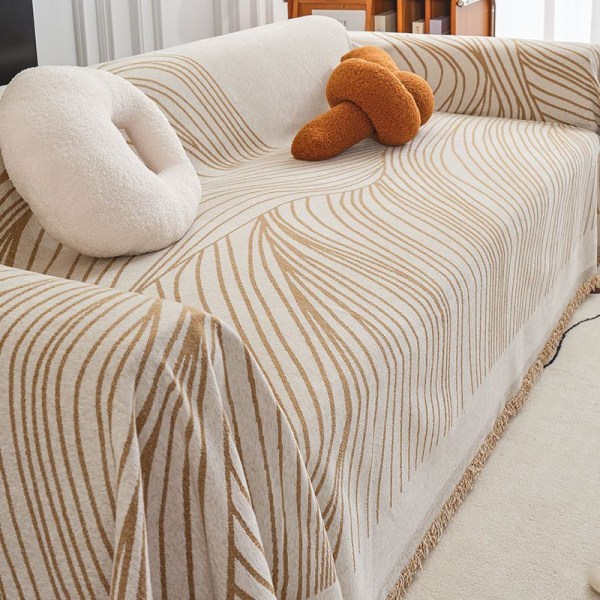 Universal dobbeltsidet chenille nordisk skridsikker fuldt dækket universal sofabetræk Orange Line cover cloth 180*300
