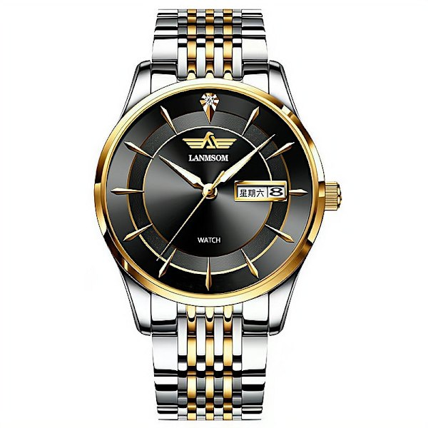 One Piece Dropshipping Klocka Automatisk Icke-Mekanisk Klocka Diamant Vattentät Dubbel Herr SG868 men's Black Bottom golden edge