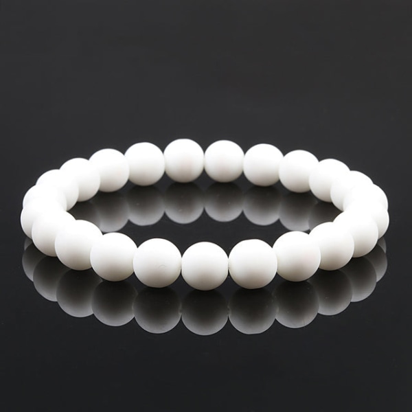 Natursten Lava Matt Hematit Pärlor Armband Mode Charm Buddha Bön Armband För Män Kvinnor Yoga Smycken Gåvor pulseras White porcelain 18cm