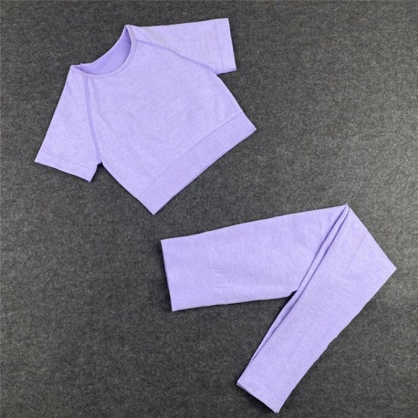 Yoga BH Crop top Sport BH Workout Outfit Seamless Polyester Gym Set 2pcs Purple L