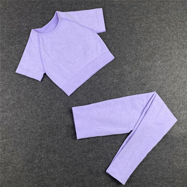 Yoga BH Crop top Sports BH Træningssæt Sømløst Polyester Gymnastiksæt 2pcs Gray3 M