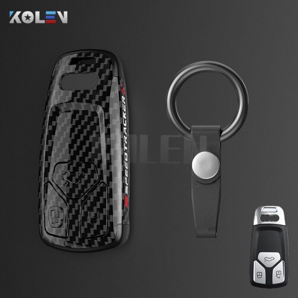 ABS Kolfiberstil Bilnyckelfodral Skal Fob För A3 A4 A5 C5 C6 8P 8L B6 B7 B8 Q3 Q5 Q7 A6 A7 4M 8S B9 A8 Q8 C8 TT B set 3