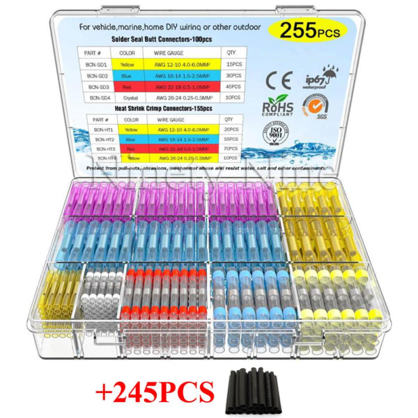 800/400/200 Kpl Lämpökutisteliitin, Juotosliitosjohdinliittimet ja Lämpökutisteliitos Puristusliittimet Sähköjohdinliittimet As photo 600Pcs
