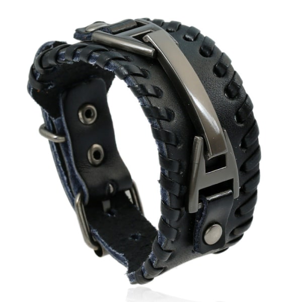 Läderarmband för män, boskapsläder, Yiwu-accessoarer, vävt läderarmband Black