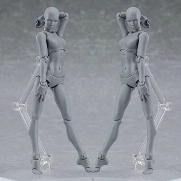 13cm Konstnär Konstmålning Anime Figur Skiss Rita Man Kvinna Rörlig kropp Chan Joint Action Figur Leksak Modell Rita Skyltdocka 001 skin color(male) As  photo