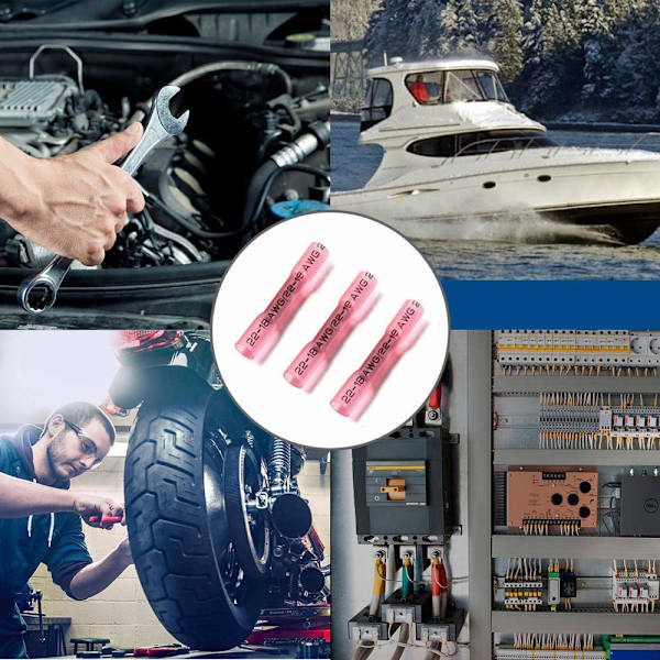 100 STK 22-16 AWG Krympestrømper Vanntette Fullt Isolerte Skjøte Elektriske Ledningskoblinger Sett Sortiment Rød Blue 50PCS