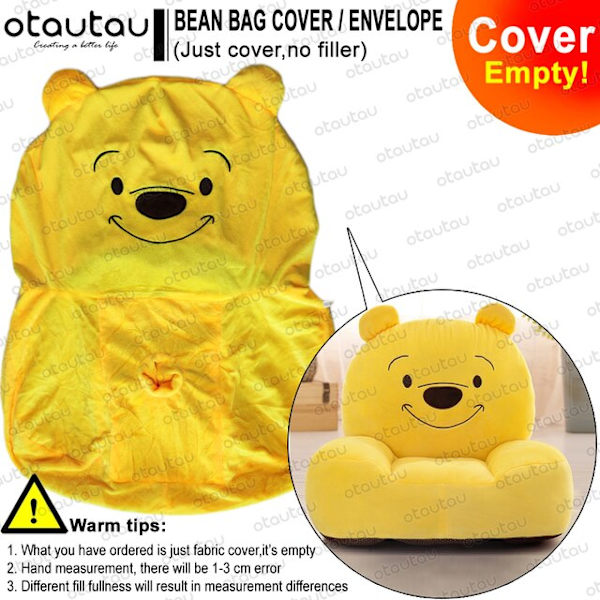Barn Tecknad Sofföverdrag Sittsäck Stol Söt Puff Ottoman Fåtölj Soffa Mjuk Sammet Golvsits Puff Futon Barnmöbler Gåva yellow bear