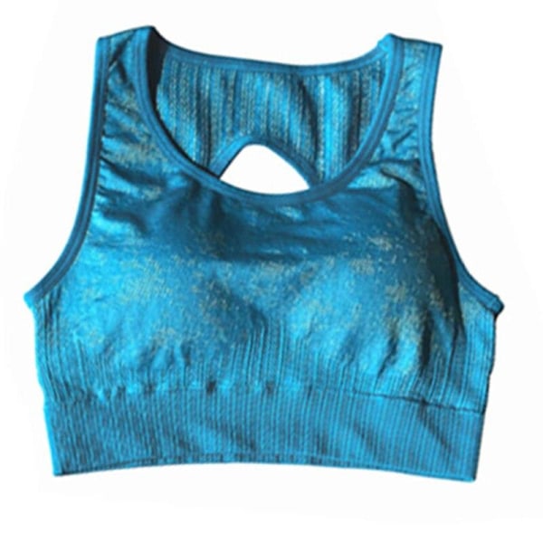 Yoga Sæt Langærmet Cropped Top T-Shirt Leggings Træningsdragt Til Kvinder Blue Bra L