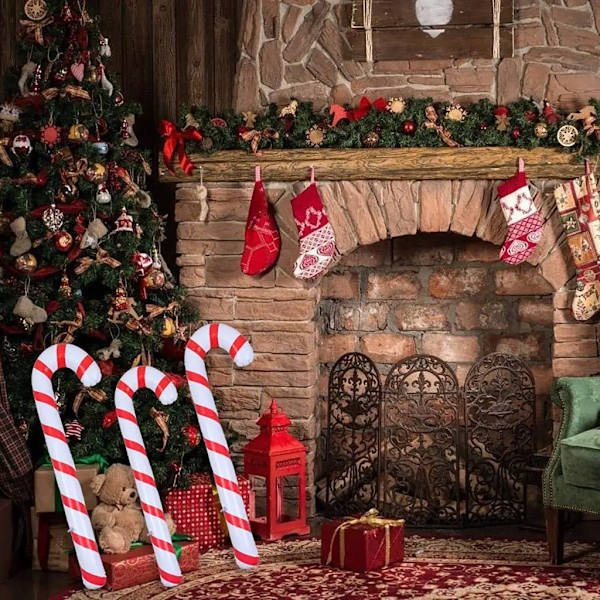 90 cm Oppustelig Jule Candy Cane Stang Balloner Udendørs Candy Canes Dekoration til Julepynt 2023 Navidad Nutcracker