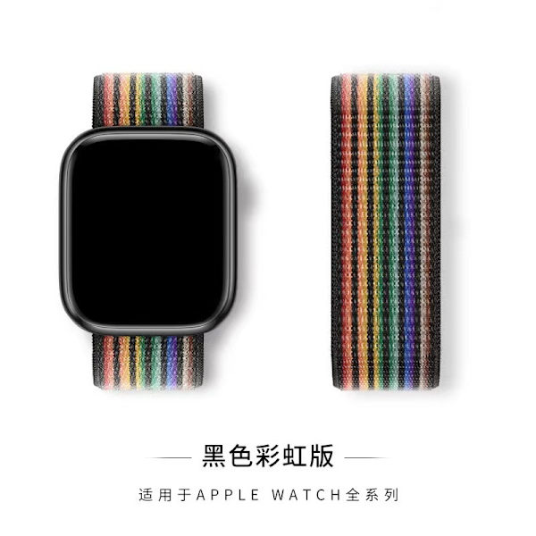 Klockarmband för Apple Watch iWatch 38/40/41/10:e generationen 42MM universell officiell svart regnbåge