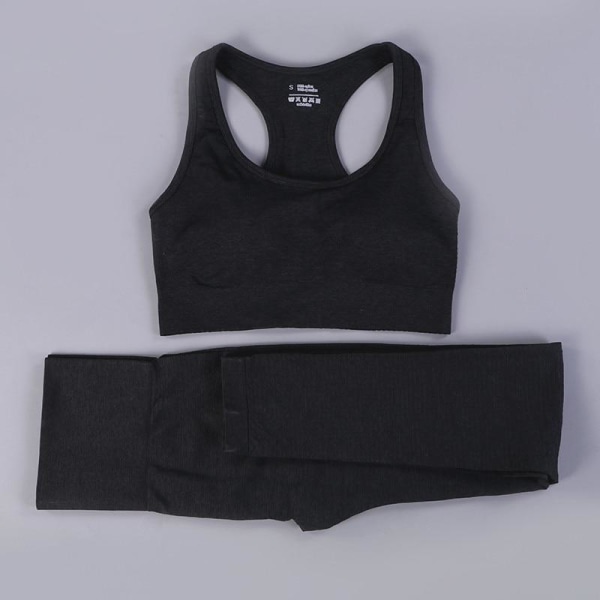 Yoga Set Dam Fitness Sportkläder Träningsdräkter GYM Kläder Löpartights Träningsbyxor 2pcs ShirtsArmyGreen L