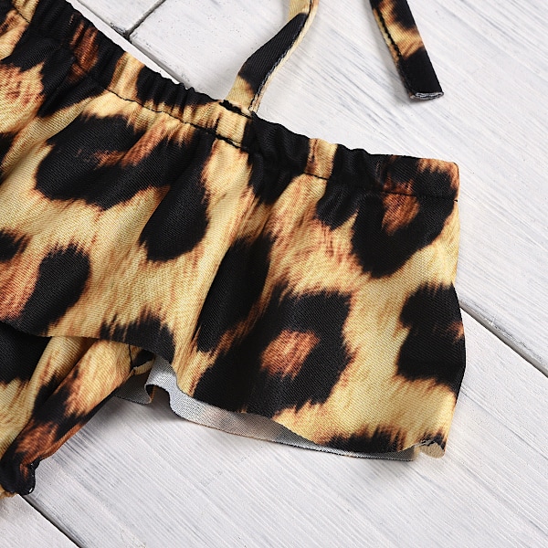 Baddräkt Flickors Sommar En-del Triangel Baddräkt leopard print 100cm