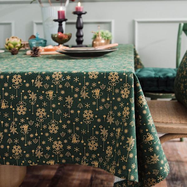 Julefestival Bomull Lin Bordduk Grønn Forgylling Duk Vindklokker Japansk Trykk Rektangulær Duk Green gilding wind chimes 140*300