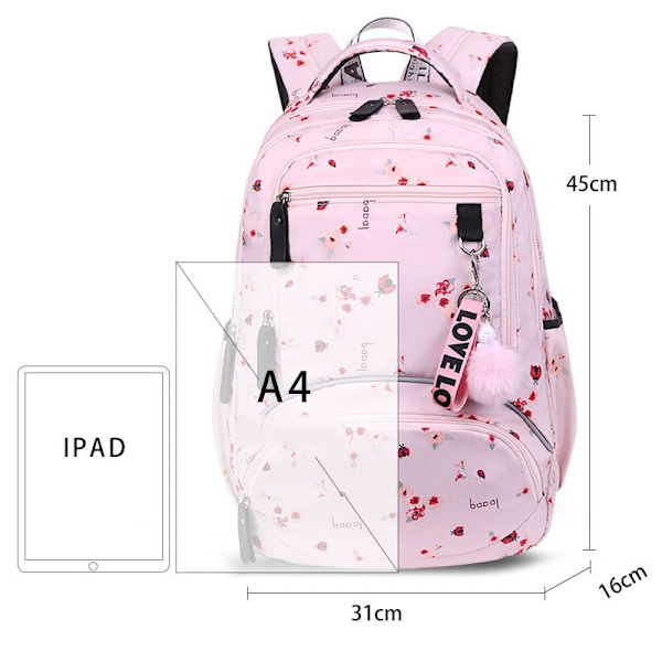 OKKID skolväskor för flickor vattentät bokväska student söt blomma ryggsäck barn ryggsäckar barn skolryggsäck flickpresent Pink China