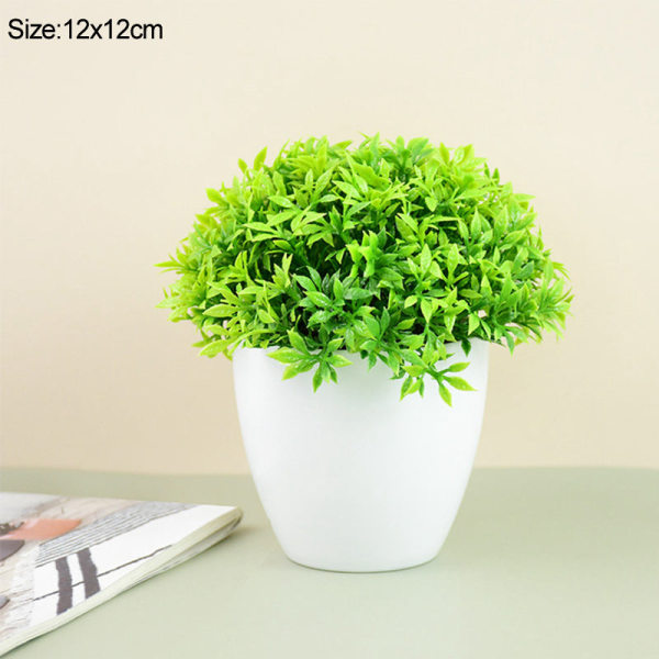 Kunstige planter i potte Grønn Bonsai Lite tre Gressplanter Potte Ornament Falske blomster for hjem hage dekorasjon Bryllupsfest D