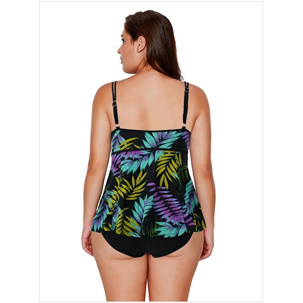 Flickbaddräkt Flerfärgad Slip Plus Size Baddräkt i ett stycke Bikini dark blue safflower 4XL