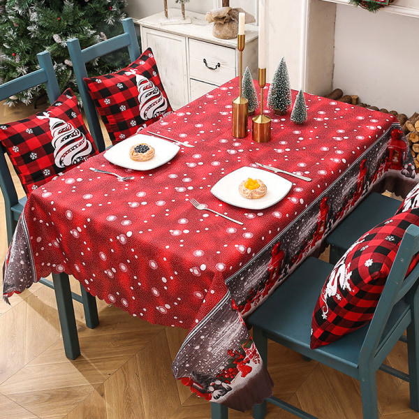 Jul Dekorativ Kreativ Juleprint Dug Bordløbere Julebord Dekoration Forsyninger Christmas printed tablecloth-A