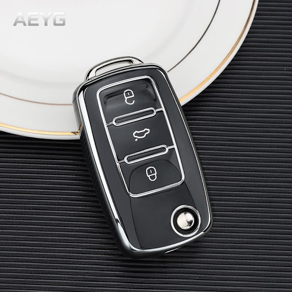 Fashion TPU Bilnyckelfodral Fullt Skydd För Bora Polo Tiguan Jetta Passat B5 B6 B7 Golf Beetle för Skoda Octavia Red only case
